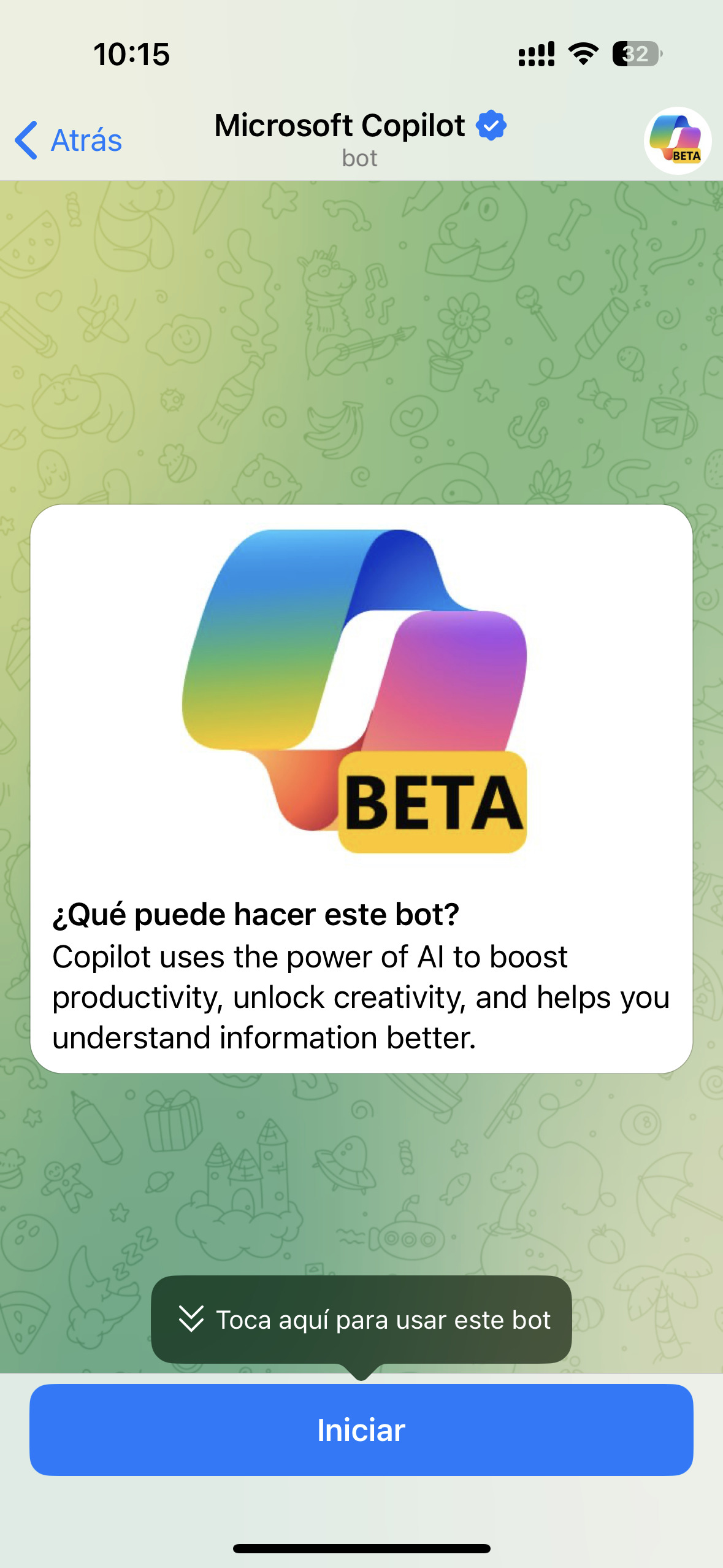 Cómo utilizar el bot de Copilot en Telegram 3 Screenshot
