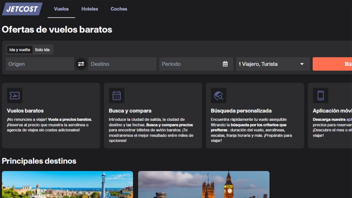 10 webs o apps para encontrar chollos y viajes baratos en verano de 2024 5 Webs o apps para encontrar chollos y viajes baratos en verano de 2024: Jetcost