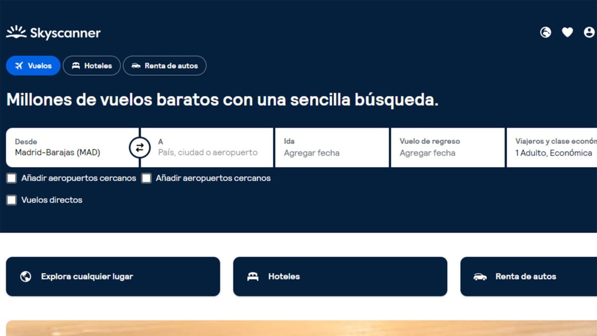 10 webs o apps para encontrar chollos y viajes baratos en verano de 2024 6 Webs o apps para encontrar chollos y viajes baratos en verano de 2024: Skyscanner