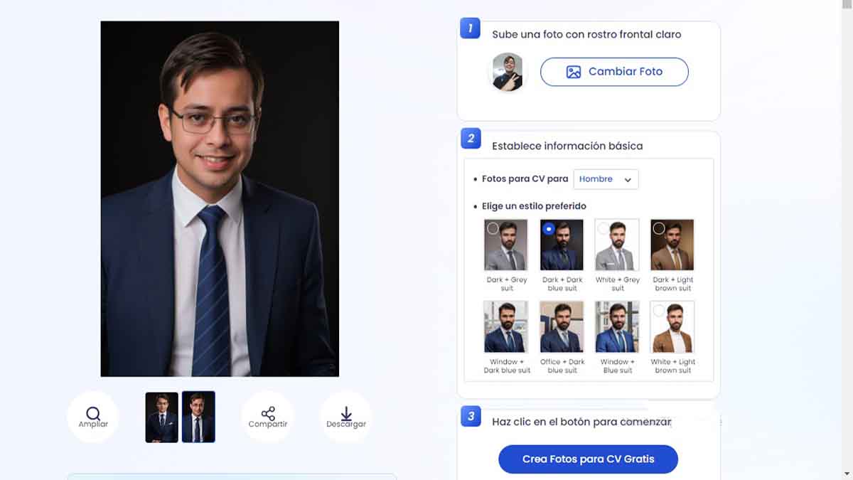 crear una foto para el currículum gratis con IA