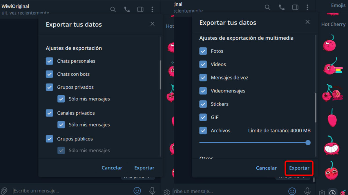 Cómo descargar tus chats y todos los archivos de Telegram paso a paso 5 Selecciona todos los archivos que quieres incluir en la copia de seguridad
