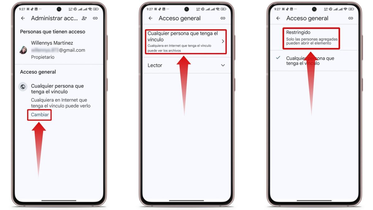 Cómo descargar películas, libros y series gratis y legal desde Google Drive 4 Cambia los permisos a privado en Google Drive