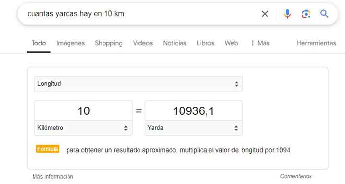 cuantas yardas hay en 10 km