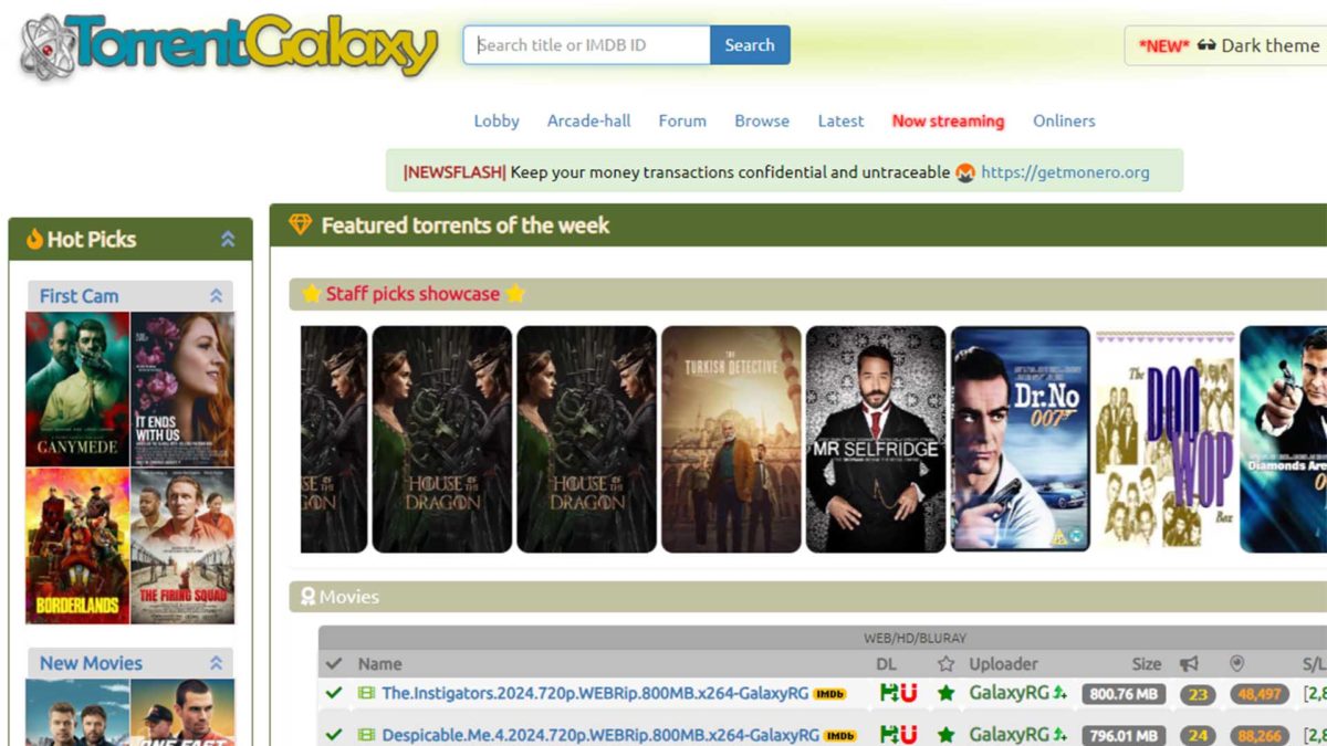 Mejores páginas para descargar archivos torrent que funcionan en España: TorrentGalaxy