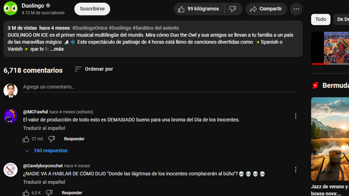 Opiniones sobre Duolingo en 2024 en YouTube