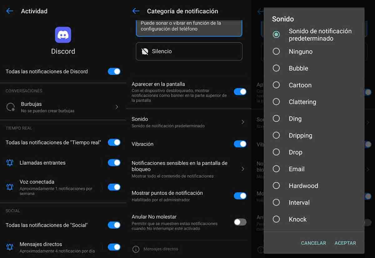 cambiar sonido notificaciones