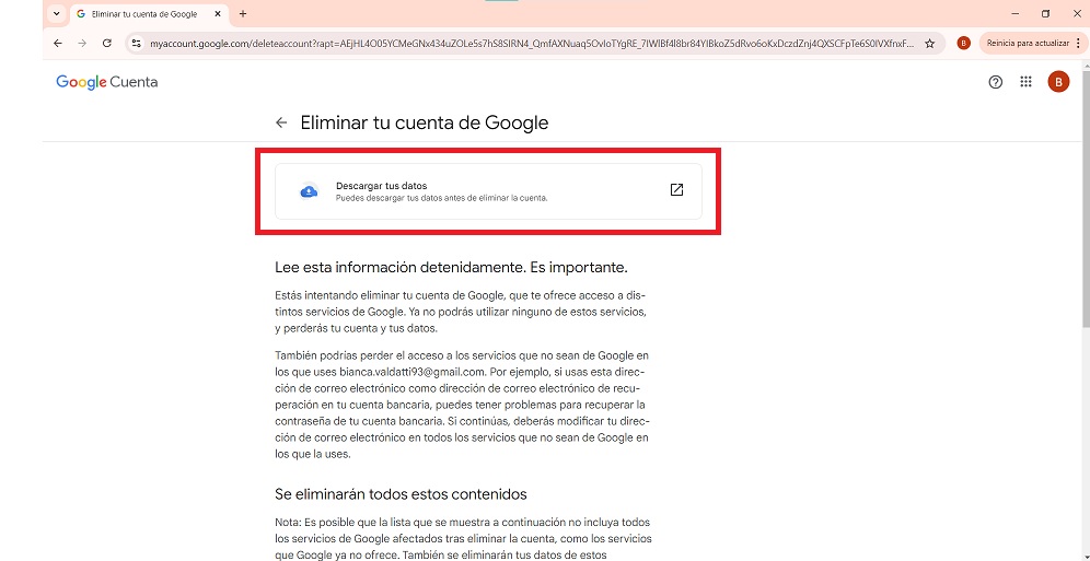 Cómo eliminar una cuenta de Google para siempre: tutorial paso a paso 6 paso 5A eliminar una cuenta de google