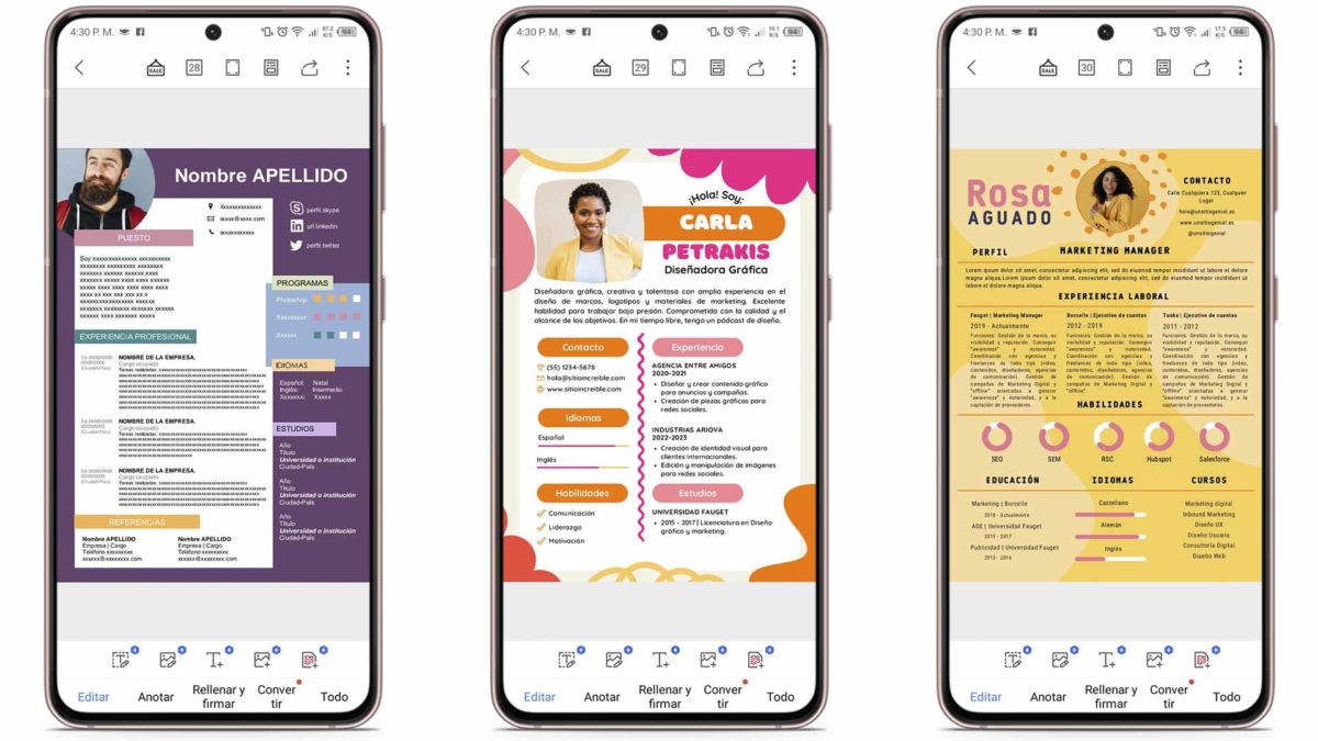 Plantillas de currículum gratis para descargar en Word y PDF: estilo creativo