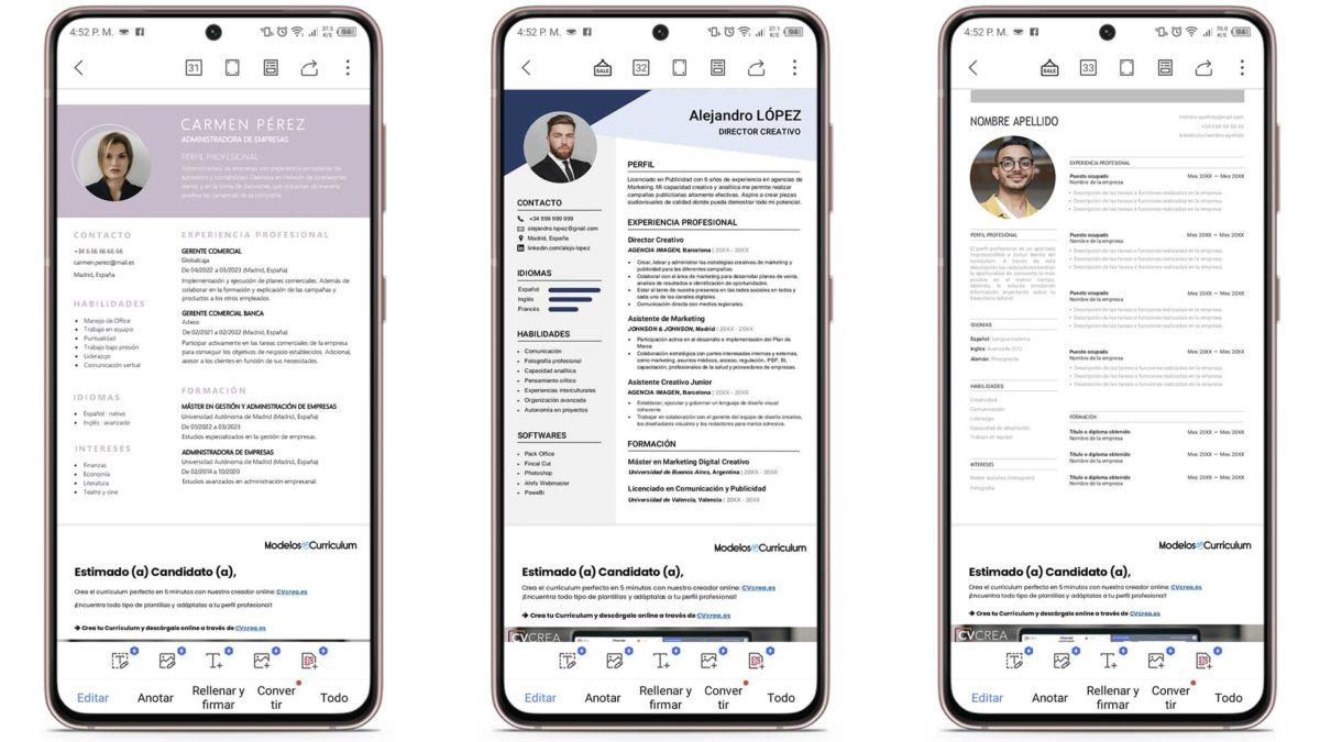 Plantillas de currículum gratis para descargar en Word y PDF: estilo moderno