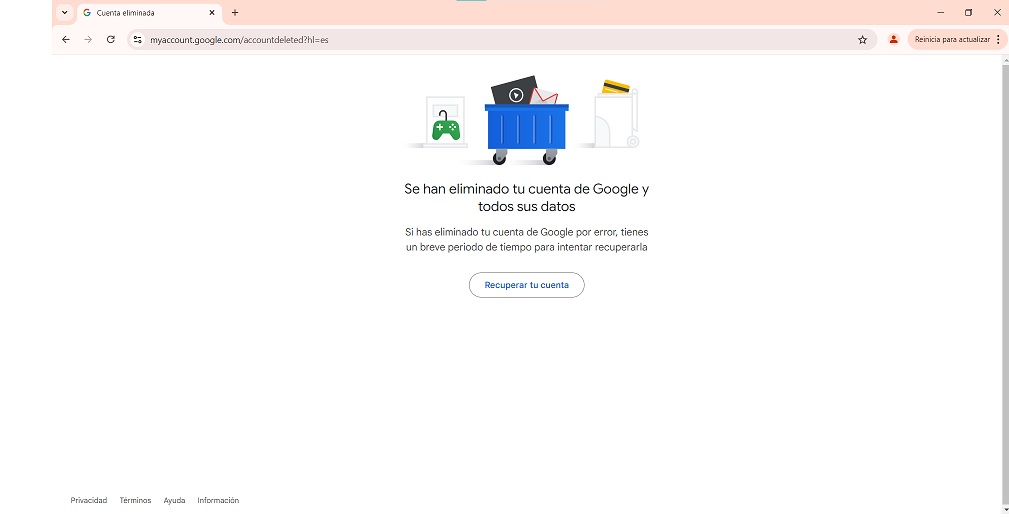 Cómo eliminar una cuenta de Google para siempre: tutorial paso a paso 8 resultado de eliminar una cuenta de google