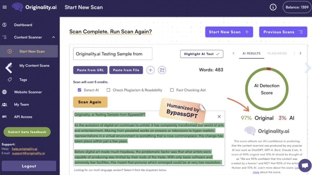 Herramientas de IA para humanizar texto: BypassGPT