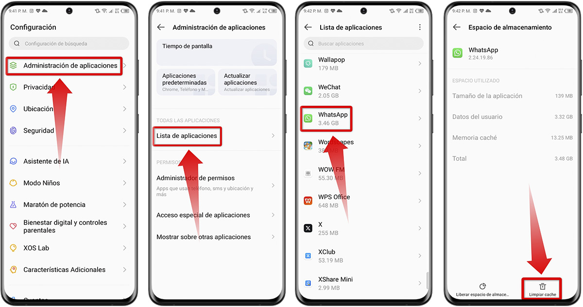 Cómo abrir WhatsApp si no reconoce mi huella dactilar 4 Cómo abrir WhatsApp si no reconoce mi huella dactilar: borra la caché de WhatsApp