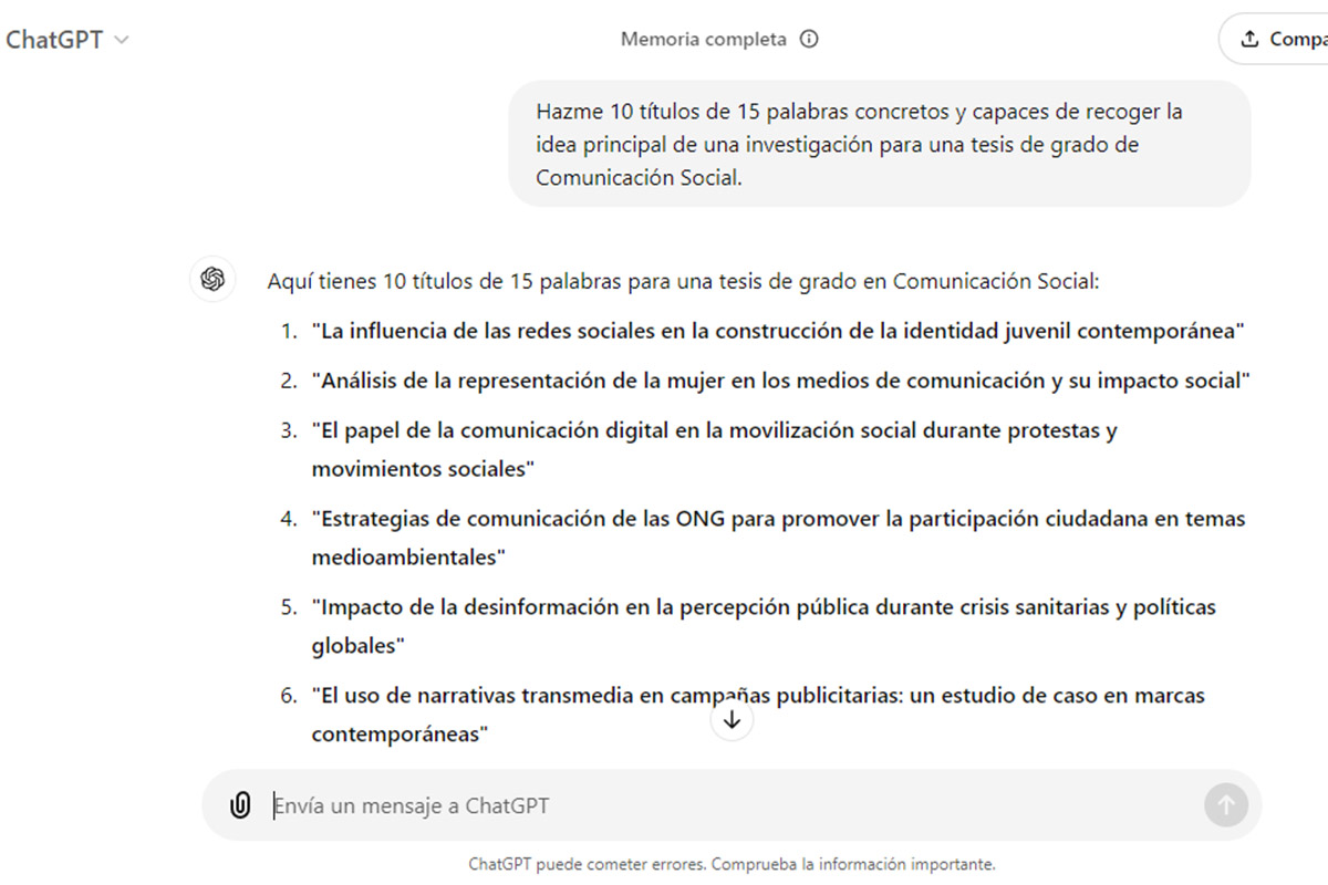 Cómo usar ChatGPT para hacer una tesis: elige un tema