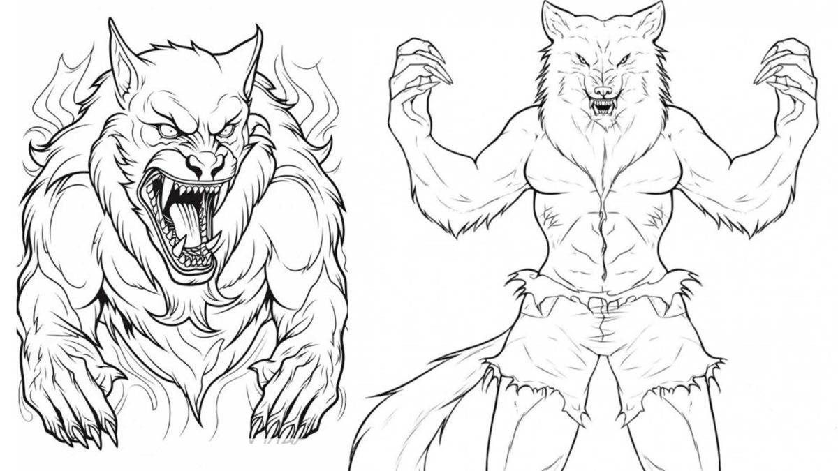 10 dibujos de Halloween de Hombre Lobo para colorear