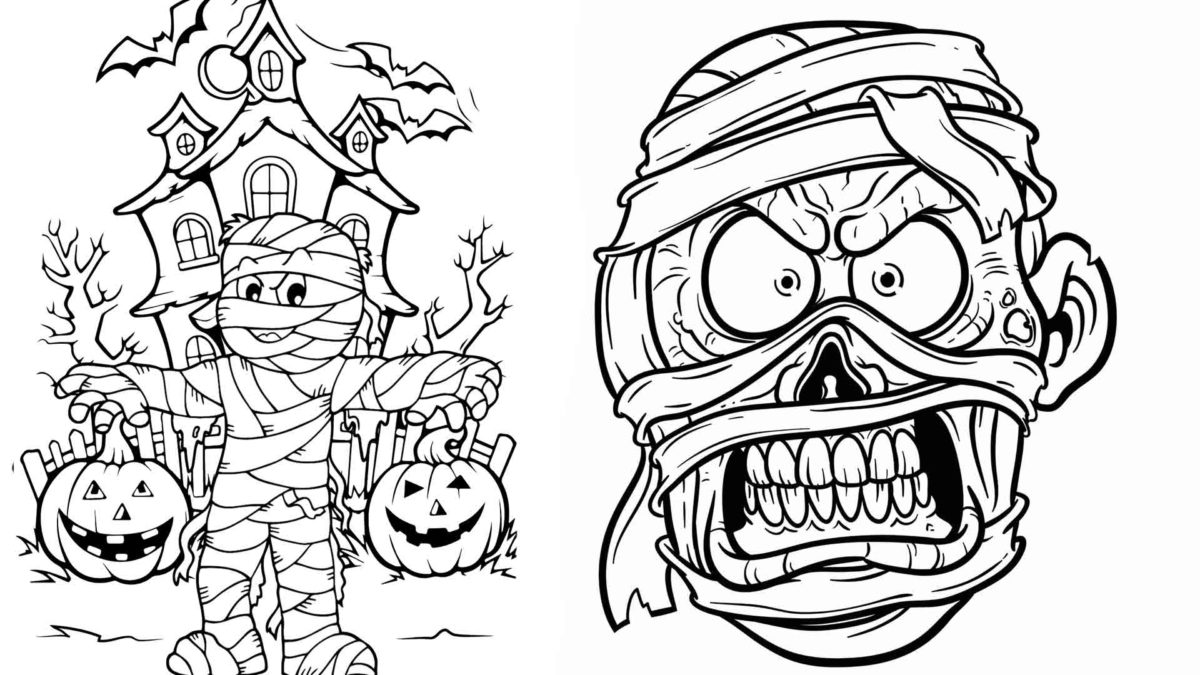 10 dibujos de Halloween de momia para colorear