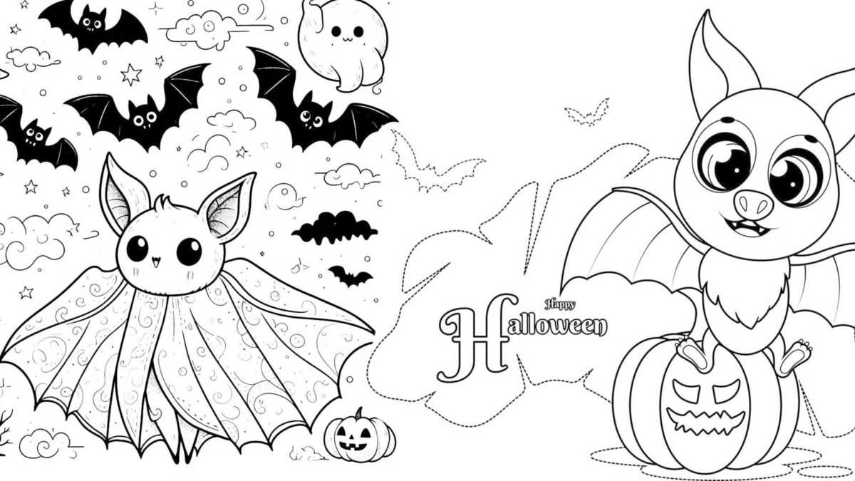 10 dibujos de Halloween de murciélagos para colorear