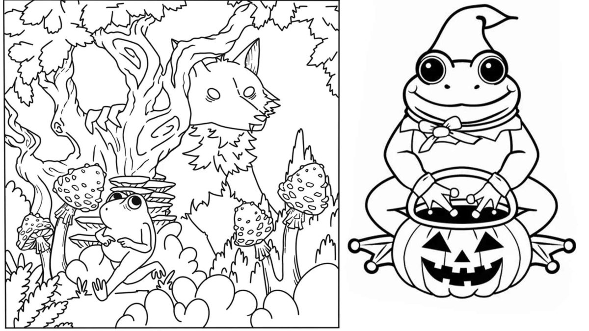10 dibujos de Halloween de sapos para colorear
