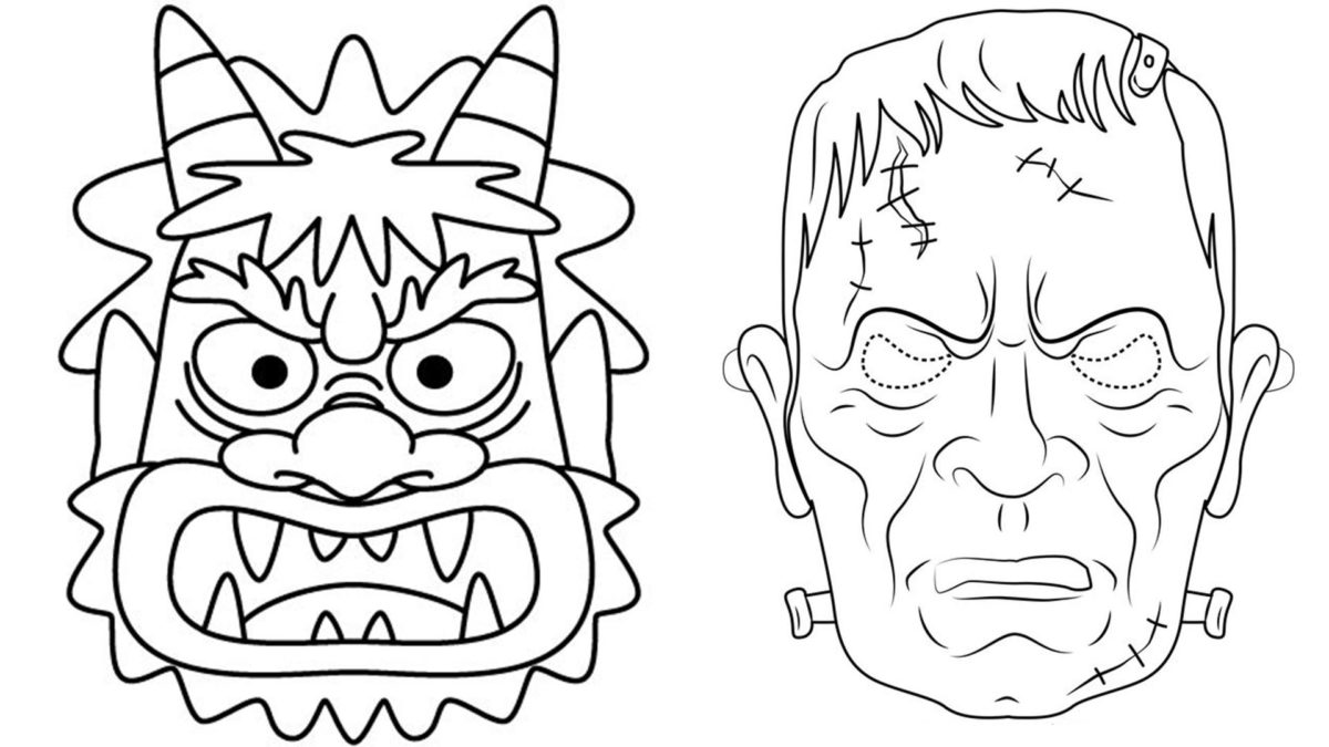 10 dibujos de máscaras de Halloween para colorear