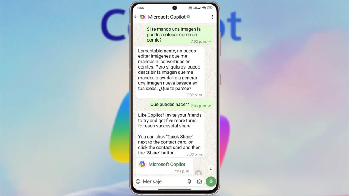 Funciones que echo de menos en la IA Copilot en WhatsApp: edición de imágenes