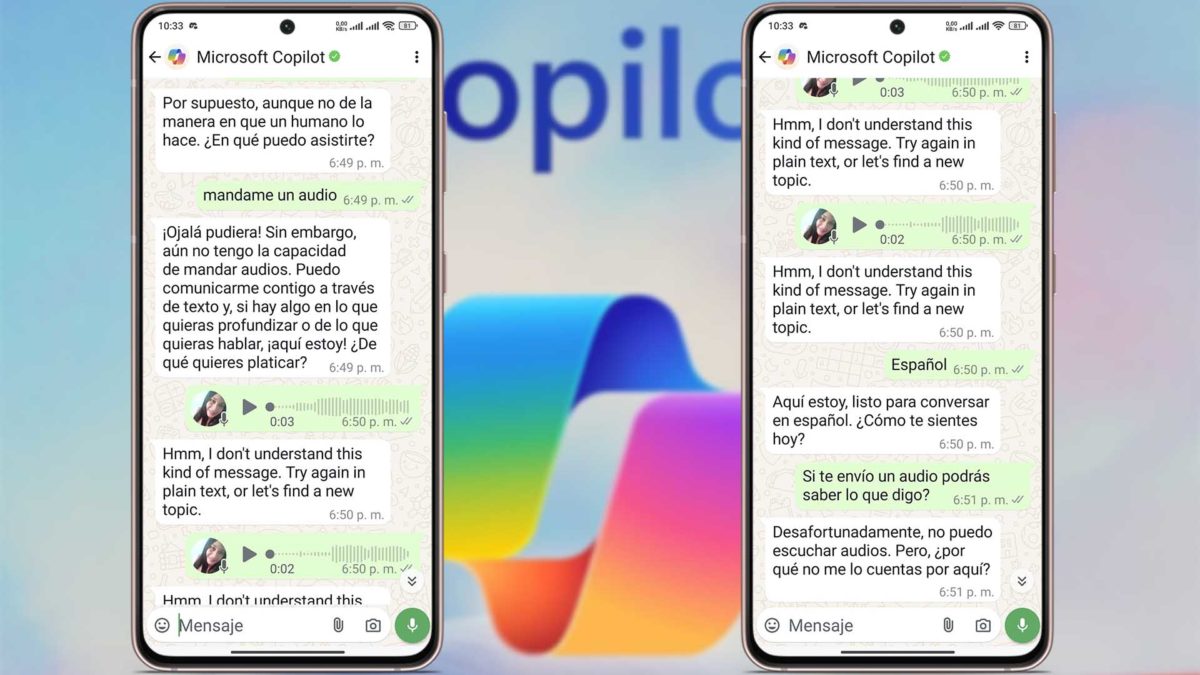 Funciones que echo de menos en la IA Copilot en WhatsApp: mensajes de voz