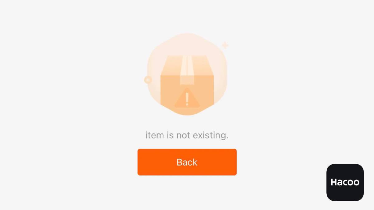 Por qué en Hacoo me sale el mensaje 'Item is not existing': ¿Hay solución? 1 hacoo item is not existing