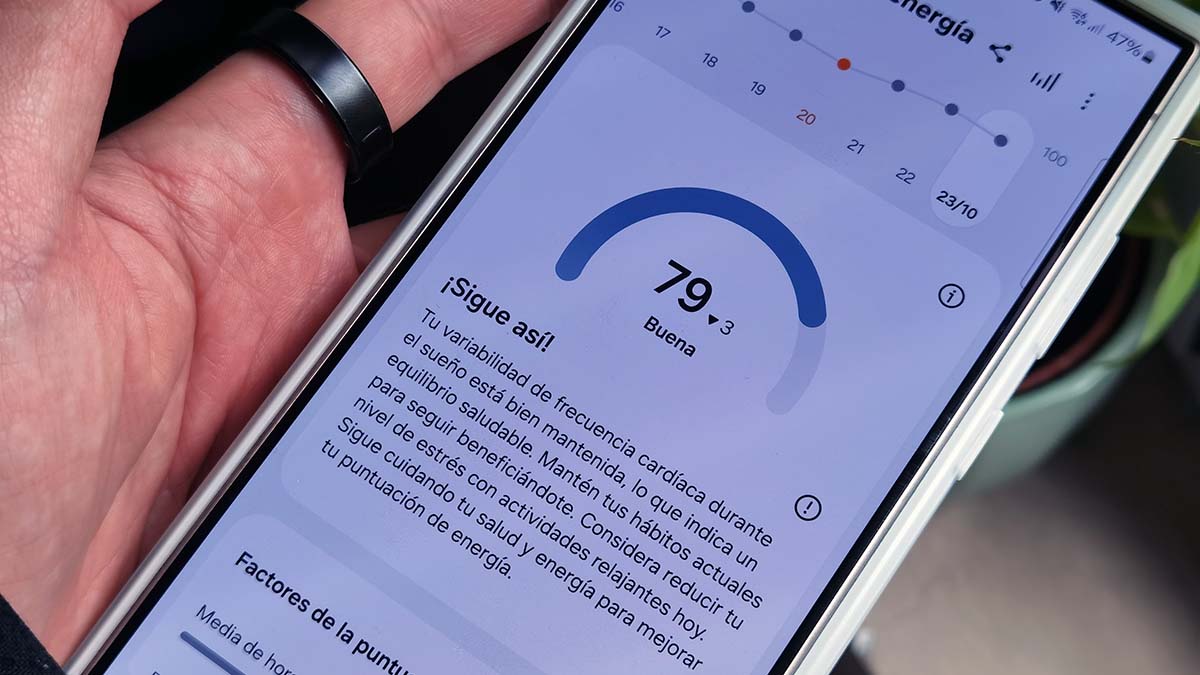 Puntuación de energía del Samsung Galaxy Ring