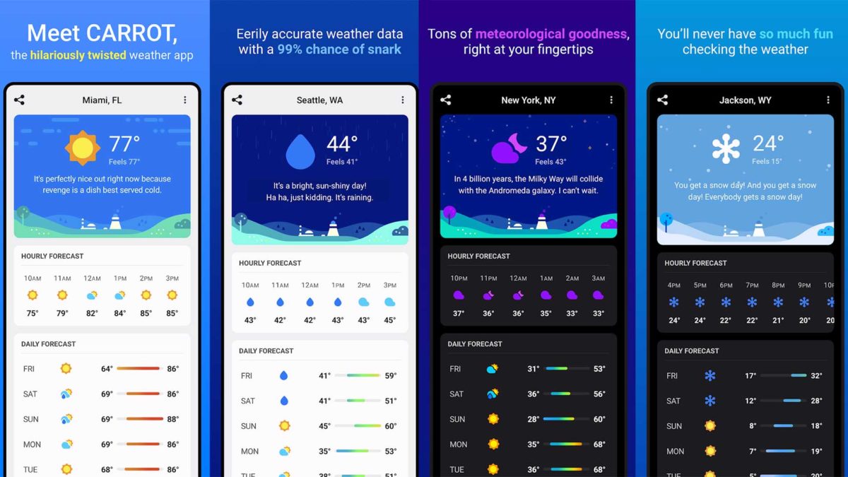Las mejores apps para recibir las alertas de la AEMET en tiempo real 7 Apps para recibir las alertas de la AEMET: CARROT Weather