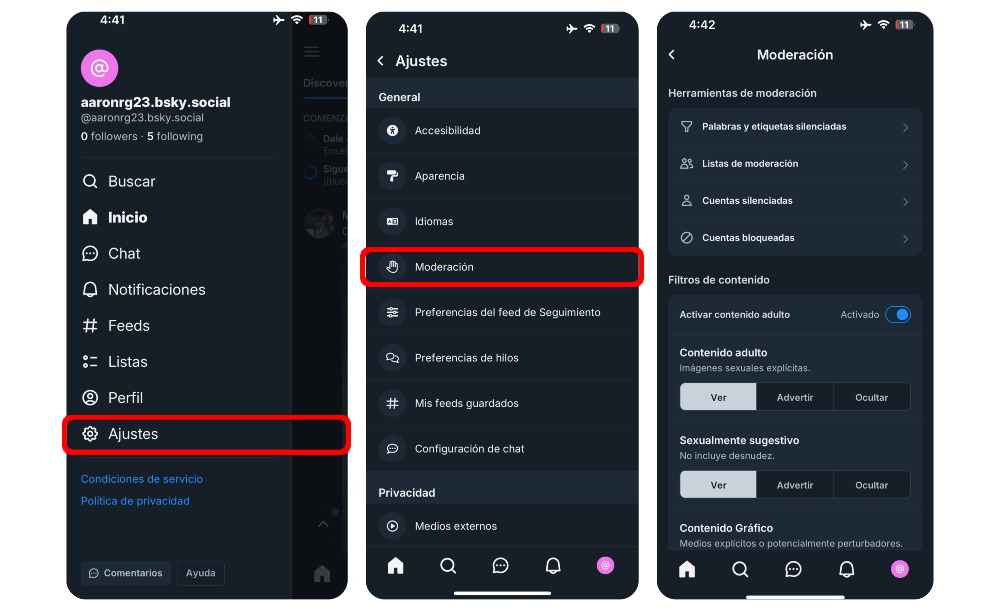 Cómo bloquear a alguien en Bluesky, la alternativa a X 3 Cómo bloquear ciertos contenidos en Bluesky