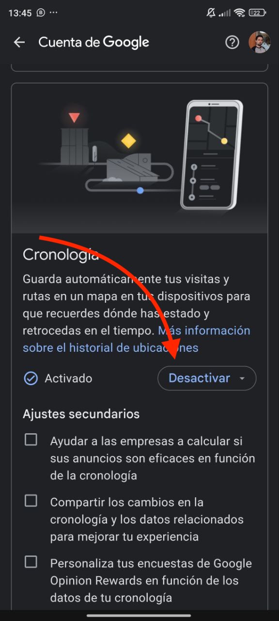 Cómo desactivar 'Tu cronología' en Google Maps: guía paso a paso 5 desactivar cronologia google maps 3