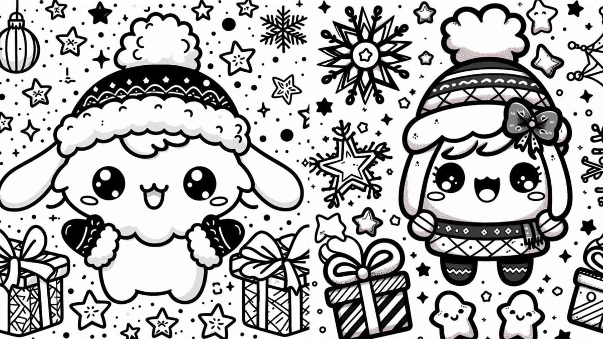 Más de 100 dibujos de Navidad kawaii para imprimir y colorear 20 Dibujos de Navidad kawaii de estrellas y copos de nieve para imprimir y colorear