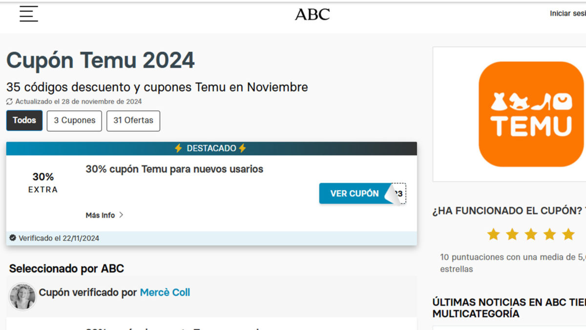 Los mejores canales de Telegram y páginas web con cupones y descuentos de Temu para tus compras de Navidad 6 Mejores páginas web con cupones y descuentos de Temu para tus compras de Navidad - ABC descuentos