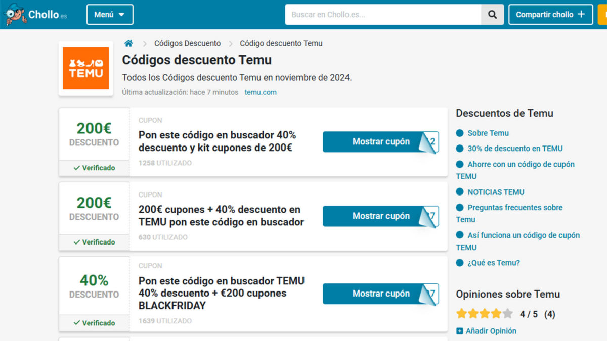 Los mejores canales de Telegram y páginas web con cupones y descuentos de Temu para tus compras de Navidad 8 Mejores páginas web con cupones y descuentos de Temu para tus compras de Navidad - Chollo.es