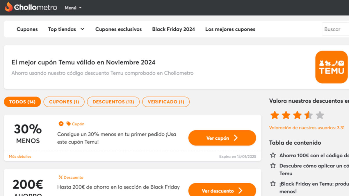 Los mejores canales de Telegram y páginas web con cupones y descuentos de Temu para tus compras de Navidad 7 Mejores páginas web con cupones y descuentos de Temu para tus compras de Navidad - Chollometro
