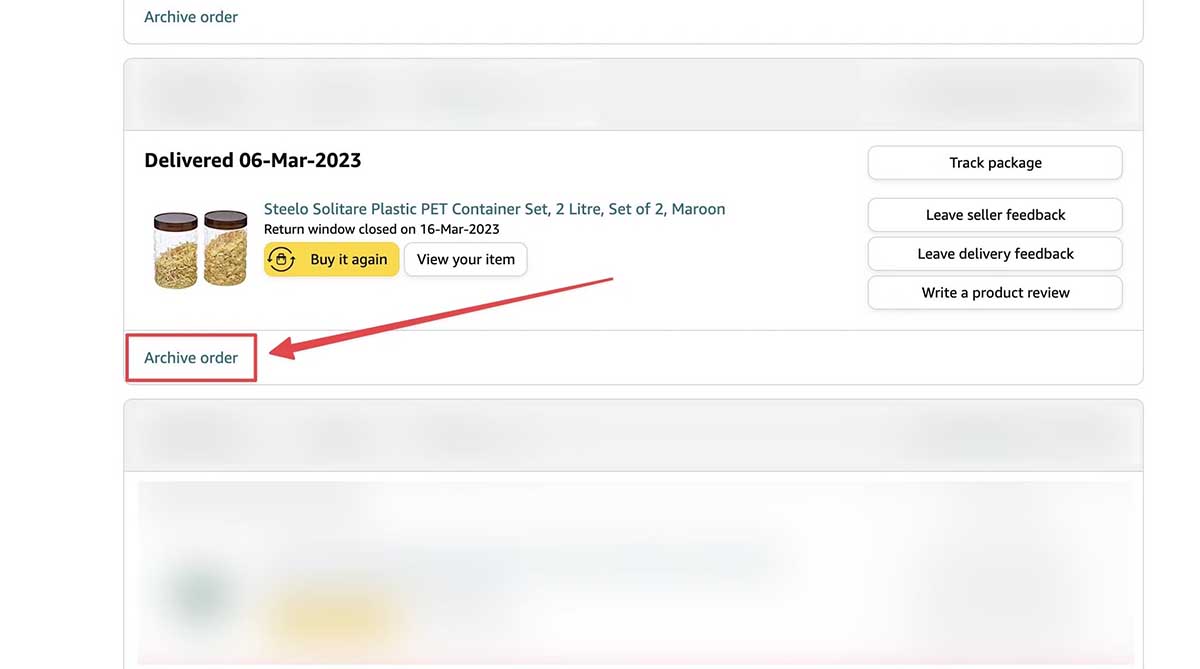 archivar pedido amazon
