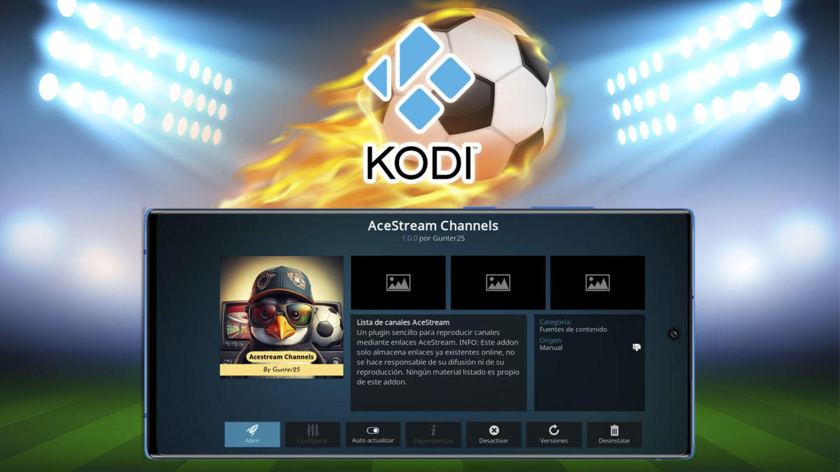 Cómo instalar el addon Acestream Channels en Kodi para ver fútbol y otros deportes 1 Cómo instalar el addon Acestream Channels en Kodi para ver fútbol y otros deportes