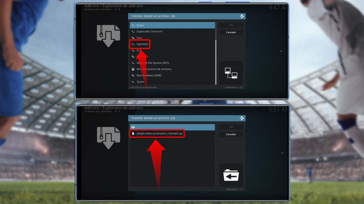 Cómo instalar el addon Acestream Channels en Kodi para ver fútbol y otros deportes 6 Selecciona el archivo