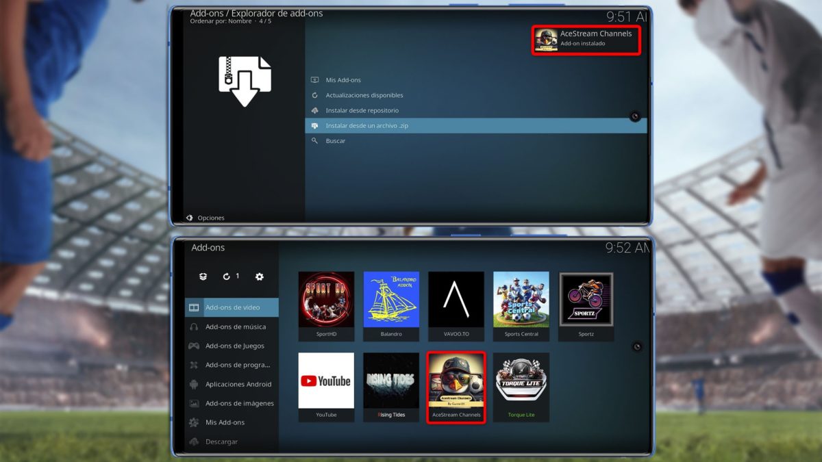 Cómo instalar el addon Acestream Channels en Kodi para ver fútbol y otros deportes 7 Busca "Acestreams Channels" para iniciarlo