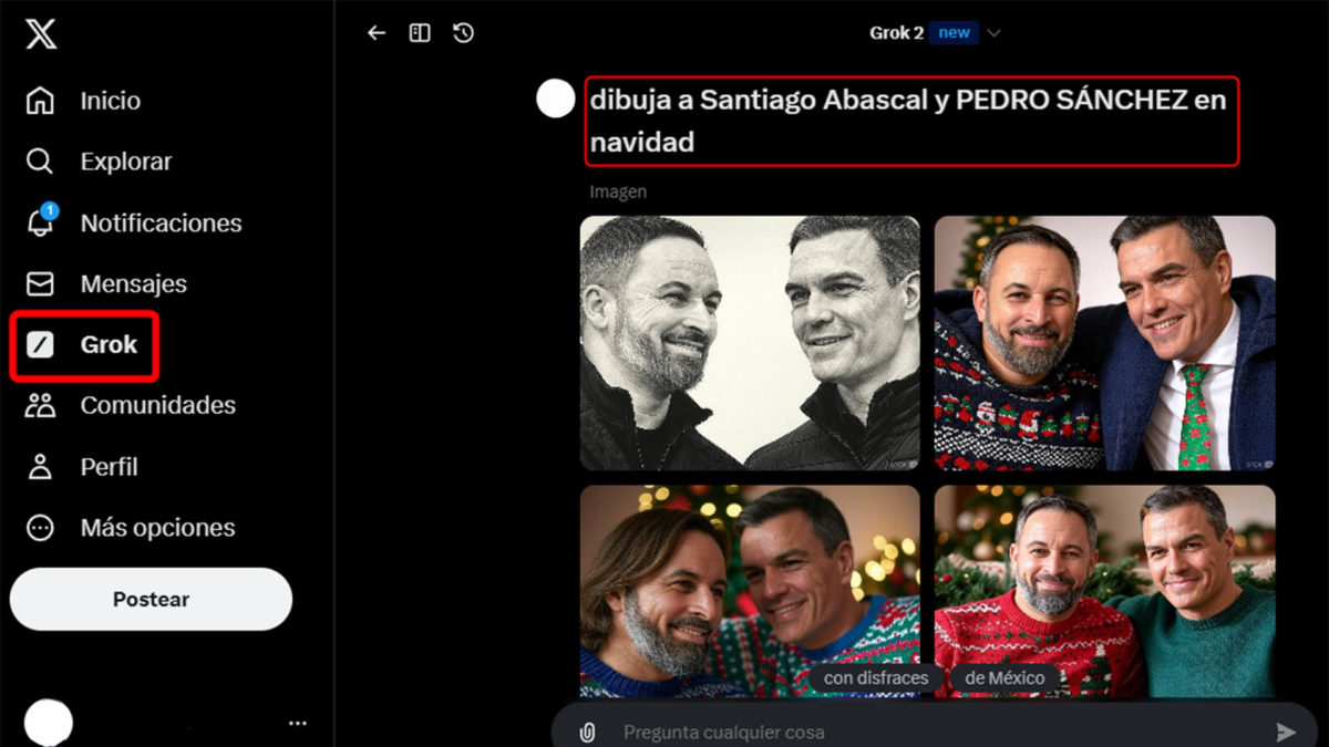 Cómo crear y compartir vídeos de Navidad con políticos usando la IA 2 Crea una imagen en Grok