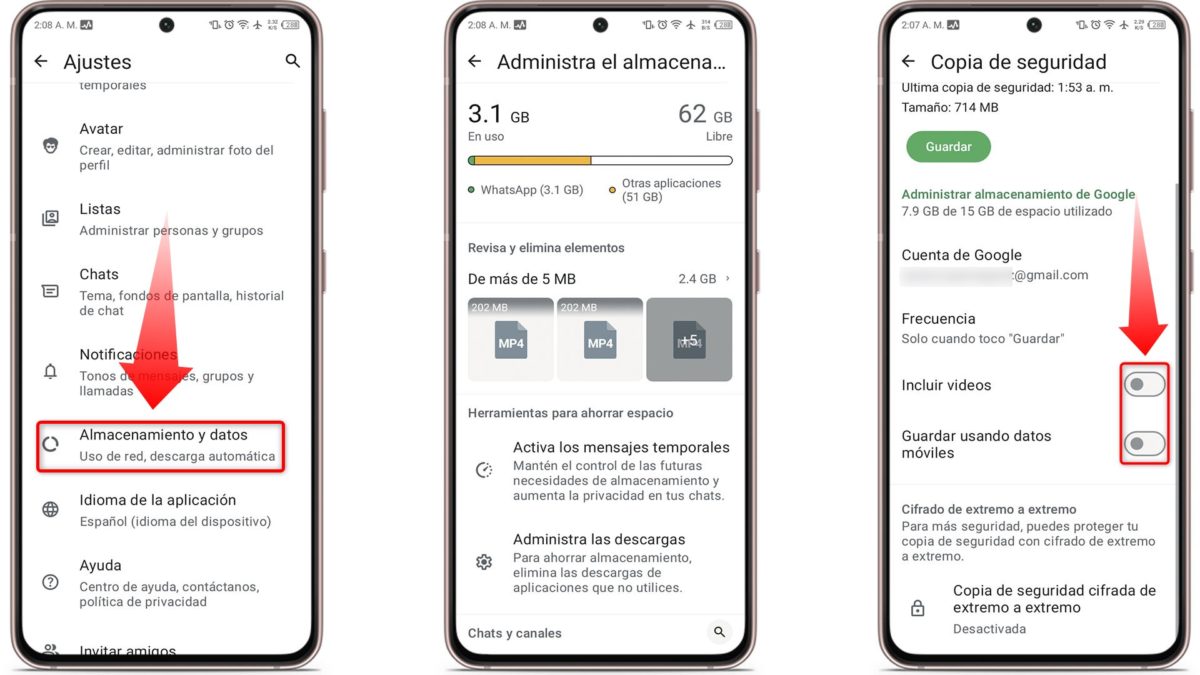 La copia de seguridad de WhatsApp se queda en el 99%: por qué sucede y cuál es la solución 9 La copia de seguridad de WhatsApp se queda en el 99% - Reduce el tamaño de tu copia de seguridad
