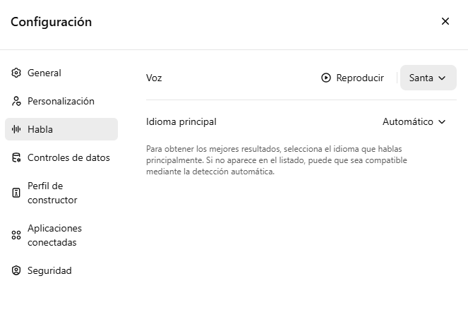 Cómo hablar con la IA de Papá Noel con el modo de voz de ChatGPT 2 santa