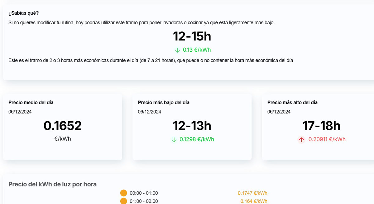 Cómo saber cuál es el precio de la luz por horas hoy 3 tarifaluzhora
