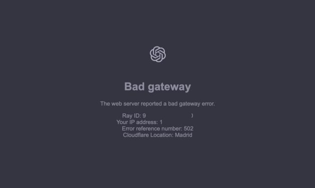 Mensaje de Bad gateway en ChatGPT, caída global de la IA de OpenAI