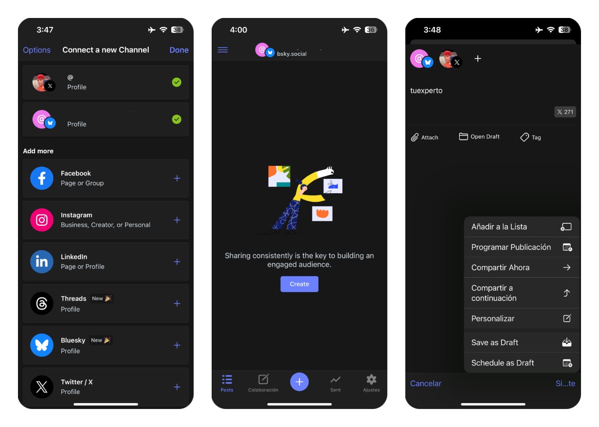 Cómo publicar en X y en Bluesky a la vez