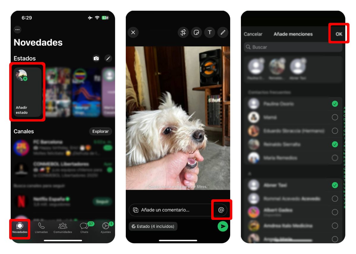 Cómo mencionar a un contacto en un estado de WhatsApp 2 mencionar contactos en estados de whatsapp