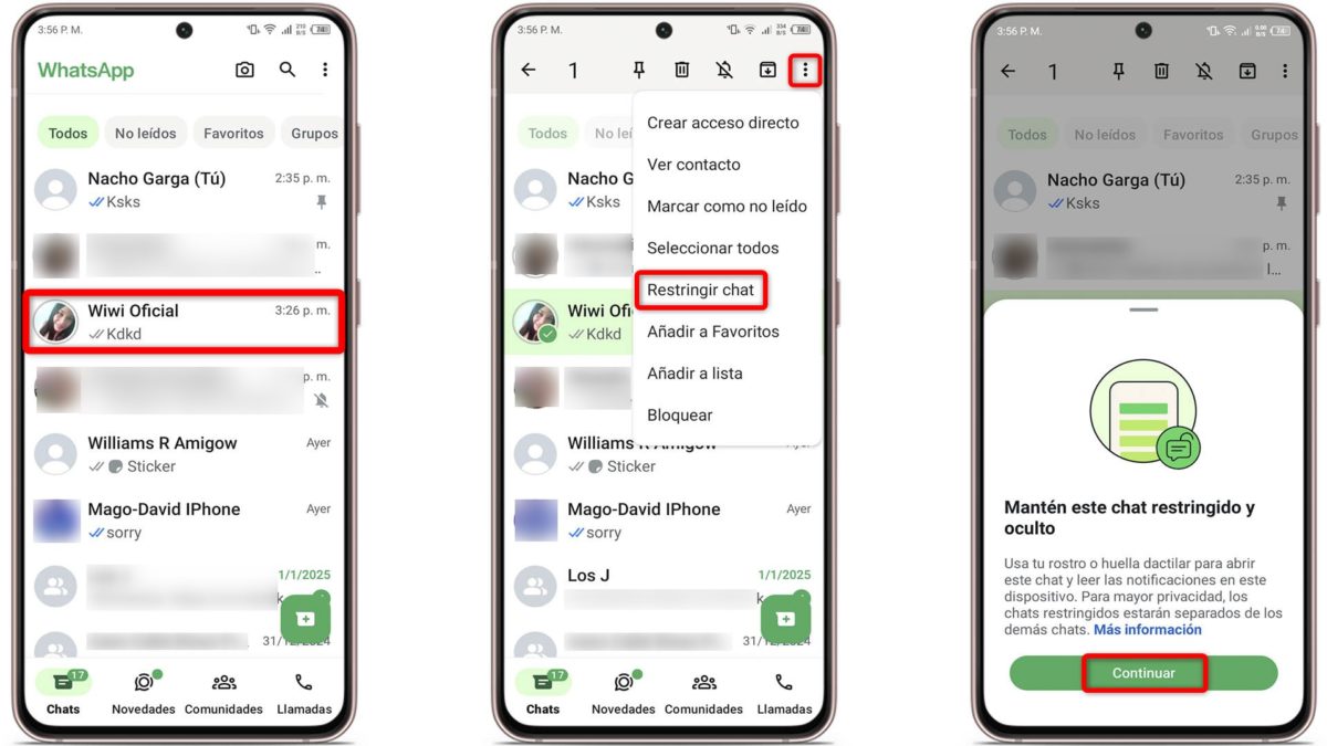 Estos son los 9 ajustes secretos más útiles de WhatsApp en 2025 13 Ajustes secretos más útiles de WhatsApp - Restringe conversaciones para ocultarlas