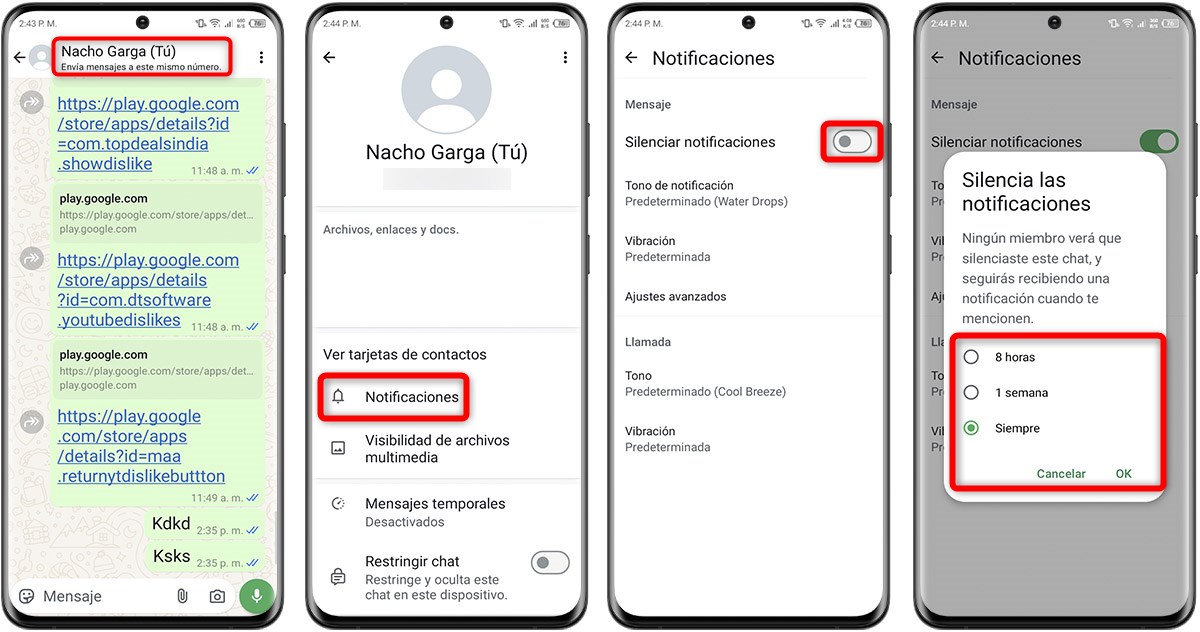 Estos son los 9 ajustes secretos más útiles de WhatsApp en 2025 7 Ajustes secretos más útiles de WhatsApp - Silencia grupos y chats pesados