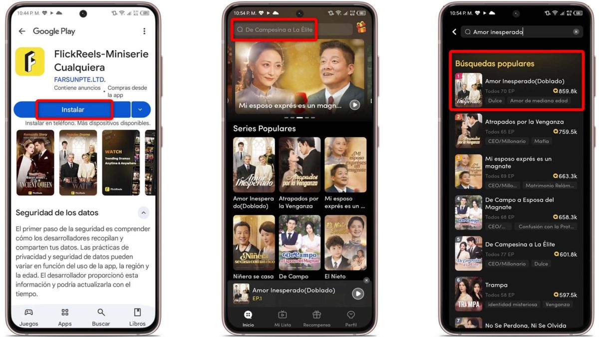 Así puedes ver la novela 'Amor inesperado' completa en español en FlickReels: paso a paso