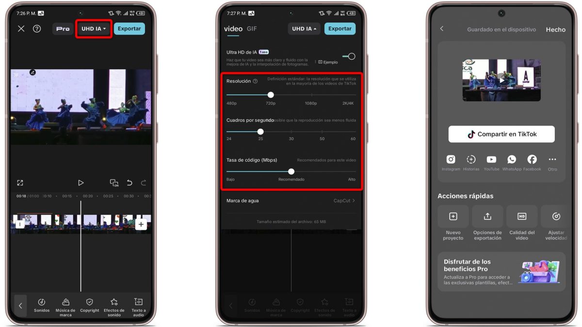 CapCut no me deja exportar mi vídeo: causas y posibles soluciones 4 Capcut no me deja exportar mi vídeo - Cambia la configuración de exportación