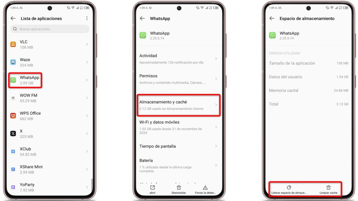 No me llegan mensajes de WhatsApp hasta que abro la aplicación: causas y posibles soluciones al problema 6 No me llegan mensajes de WhatsApp hasta que abro la aplicación - Borra datos o caché de WhatsApp