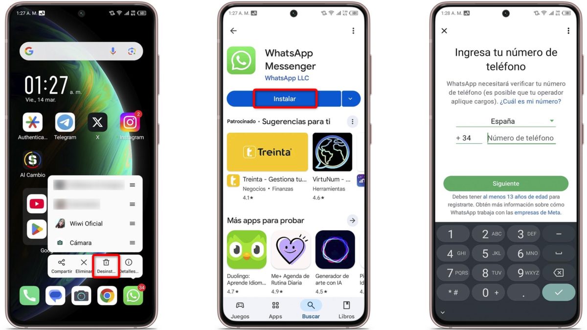 No me llegan mensajes de WhatsApp hasta que abro la aplicación: causas y posibles soluciones al problema 10 No me llegan mensajes de WhatsApp hasta que abro la aplicación - Reinstala WhatsApp desde cero